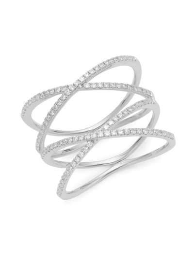 Saks Fifth Avenue Women's 14k White Gold & Diamond Double X Ring/size 7