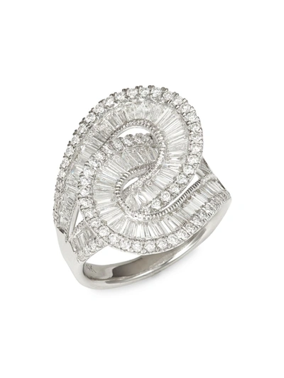Effy Women's 14k White Gold & Diamond Infinity Loop Ring/size 7