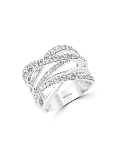 Effy Women's 14k White Gold & Diamond Multi Strand Criss Cross Ring