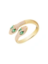 Gabi Rielle Women's 14k Gold Vermeil & Cubic Zirconia Pavé Adjustable Snake Ring/size 7 In Gold