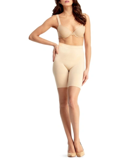 Memoi Plus Size Seamless Slimming Flexible Thigh Shaper In Nude