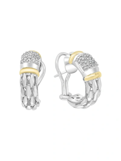 Effy Women's Sterling Silver, 18k Yellow Gold & Diamond Earrings