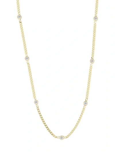 Chloe & Madison Women's 14k Goldplated Sterling Silver & Cubic Zirconia Curb Link Necklace