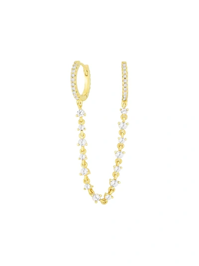 Chloe & Madison Women's Gold Vermeil & Cubic Zirconia Chain Double Piercing Single Earring
