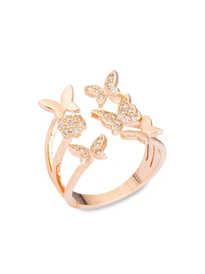 Eye Candy La Women's Luxe Butterfly Brass & Crystal Ring/size 7