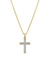 ESQUIRE MEN'S JEWELRY MEN'S GOLDTONE ION-PLATED STAINLESS STEEL & WHITE DIAMOND TEXTURED CROSS PENDANT NECKLACE