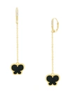 JAN-KOU WOMEN'S BUTTERFLY 14K GOLDPLATED & ONYX DROP EARRINGS