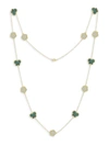 JAN-KOU WOMEN'S FLOWER & BUTTERFLY 14K GOLDPLATED, MOTHER OF PEARL & EMERALD NECKLACE