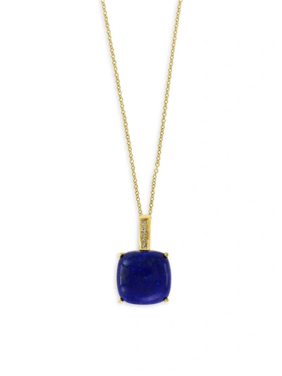 Effy Women's September 14k Yellow Gold, Lapis Lazuli & Diamond Pendant Necklace
