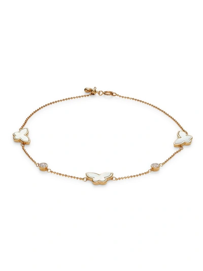 Effy Women's 14k Yellow Gold, Mother Of Pearl & Diamond Butterfly Charm Bracelet