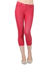 Memoi Women's Zipper Cotton-blend Capri Leggings In Red