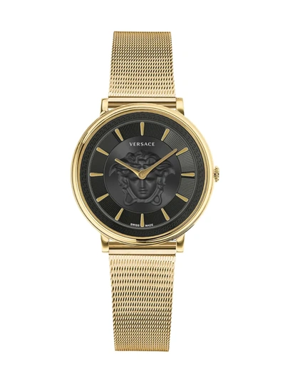 Versace Women's V-circle Medusa Stainless Steel Analog Bracelet Watch In Black