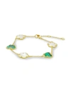 Jan-kou Women's Flower & Butterfly 14k Goldplated, Mother Of Pearl & Emerald Bracelet