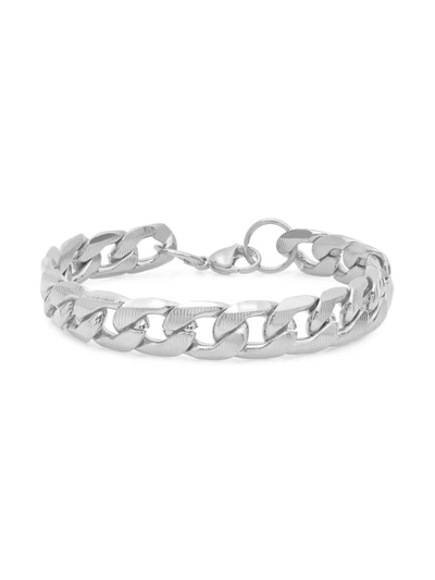 Anthony Jacobs Men's Stainless Steel Diamond Cut Cuban Bracelet In Neutral