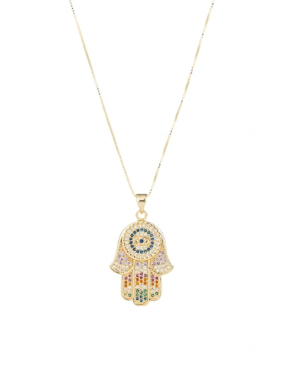 Eye Candy La Women's Luxe 18k Goldplated Sterling Silver & Cubic Zirconia Hamsa Pendant Necklace