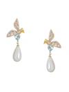 Eye Candy La Women's Luxe Collection Nefertetti Bee 18k Goldplated, Shell Pearl & Cubic Zirconia Drop Earring In Brass