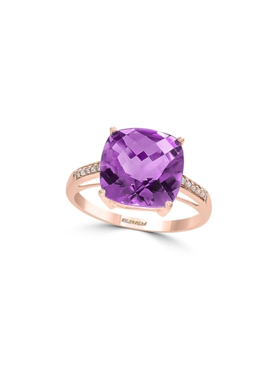 Effy Women's February 14k Rose Gold, Amethyst & Diamond Ring/size 7