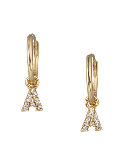 Eye Candy La Women's Luxe Collection 14k Gold Plated & Cubic Zirconia Huggie Earring In Letter A