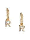 Eye Candy La Women's Luxe Collection 14k Gold Plated & Cubic Zirconia Huggie Earring In Letter R