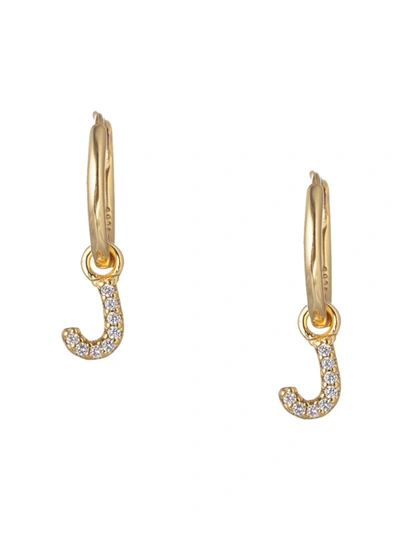 Eye Candy La Women's Luxe Collection 14k Gold Plated & Cubic Zirconia Huggie Earring In Letter J
