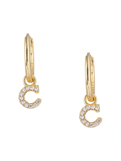 Eye Candy La Women's Luxe Collection 14k Gold Plated & Cubic Zirconia Huggie Earring In Letter C