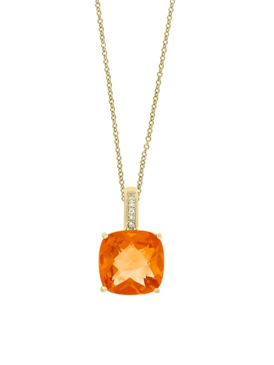 Effy Women's November Citrine & Diamond 14k Yellow Gold Pendant Necklace