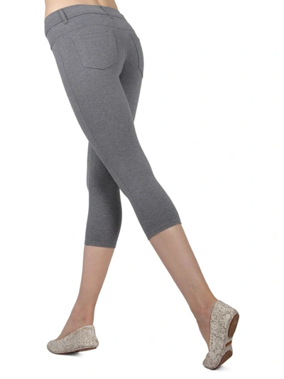 Memoi Women's Light Ponte Cotton-blend Capri Leggings In Medium Grey
