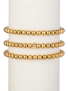 Eye Candy La Women's Luxe Collection 3-piece Initial Goldtone Beaded & Cubic Zirconia Bracelet Set In Letter S