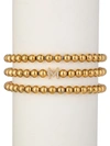 Eye Candy La Women's Luxe Collection 3-piece Initial Goldtone Beaded & Cubic Zirconia Bracelet Set In Letter M