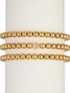 Eye Candy La Women's Luxe Collection 3-piece Initial Goldtone Beaded & Cubic Zirconia Bracelet Set In Letter C