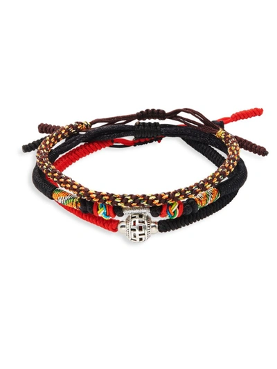 Jean Claude Men's Set Of 3 Tibetan Buddha Bracelets In Brown