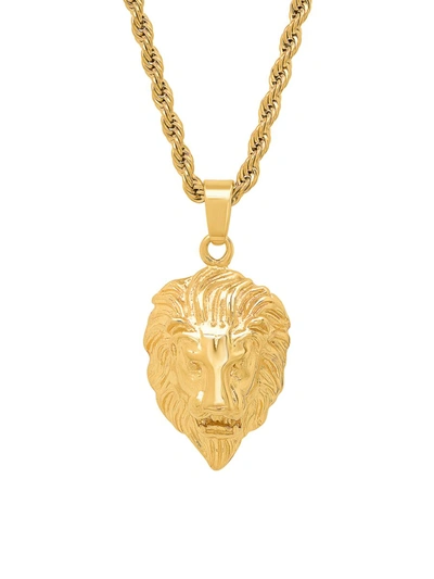 Anthony Jacobs Men's Lions Head 18k Gold Plated Stainless Steel Pendant