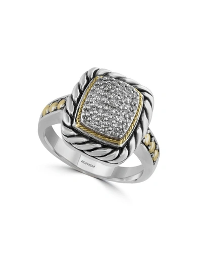 Effy Women's Two Tone 18k Yellow Gold, Sterling Silver & Diamond Ring/size 7