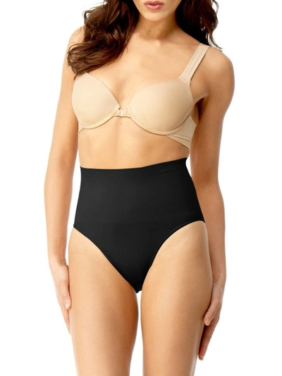 Memoi Plus Size High-waisted Moderate Coverage Seamless Shaper Brief In Black