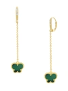 Jan-kou Women's Butterfly 14k Goldplated & Emerald Drop Earrings