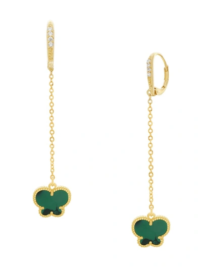 Jan-kou Women's Butterfly 14k Goldplated & Emerald Drop Earrings In Emerald