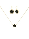 Jan-kou Jankuo Women's Flower 2-piece 14k Goldplated & Onyx Drop Earrings & Pendant Necklace Set