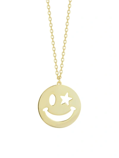 Chloe & Madison Women's 14k Goldplated Sterling Silver Smiley Pendant Necklace