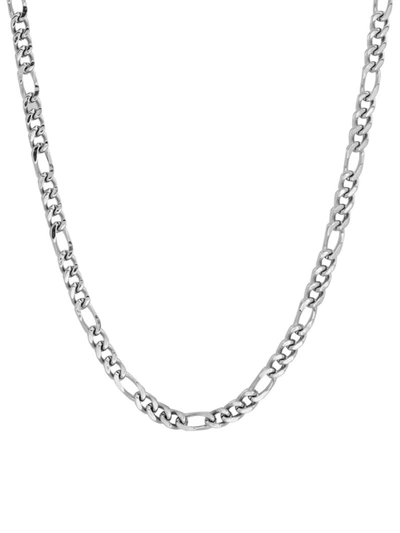 Anthony Jacobs Stainless Steel Figaro Chain Necklace In Silver