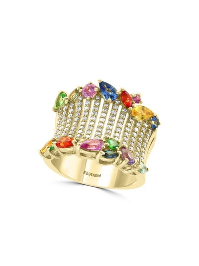 Effy Women's 14k Gold, Diamond, Sapphire & Tsavorite Ring/size 7