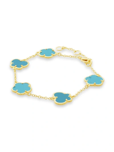 Jan-kou Women's Flower & Butterfly 14k Goldplated & Synthetic Turquoise Bracelet