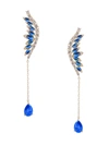 Eye Candy La Women's Luxe Cubic Zirconia Blue Angel Wing Drop Earrings In Blue