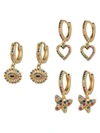 Eye Candy La Women's 18k Goldplated Huggie Earring Set In Brass