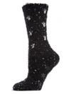 Memoi Women's Floral Gem-embellished Crew Socks In Black