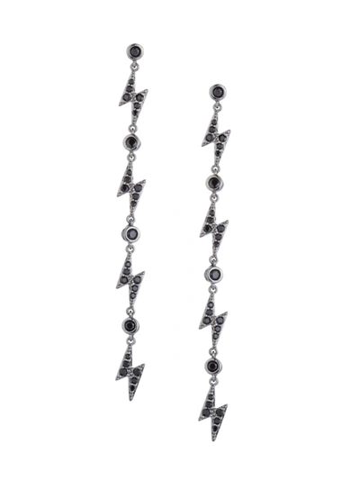 Eye Candy La Women's Luxe Lightning Bolt Silvertone & Crystal Dangle Earrings In Neutral