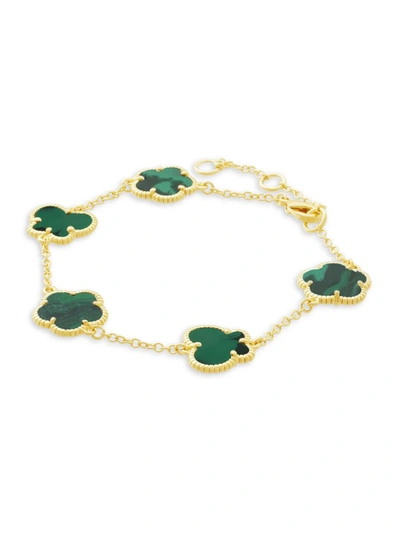 Jan-kou Women's Flower & Butterfly 14k Goldplated & Synthetic Emerald Bracelet
