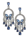 EYE CANDY LA WOMEN'S LUXE LIGHTS SILVERTONE & BLUE & WHITE CRYSTAL DANGLE EARRINGS