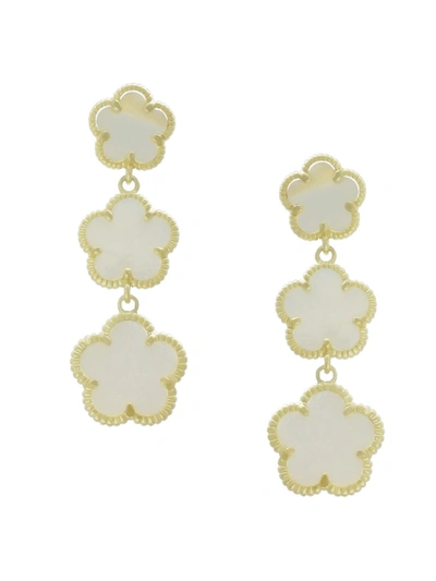 Jan-kou Women's Flower 14k Goldplated & Mother Of Pearl Drop Earrings In Brass