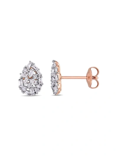 Sonatina Women's 14k Rose Gold & 0.26 Tcw Diamond Stud Earrings