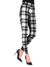 Memoi Women's Stripe Plaid Shaper Leggings In Black White